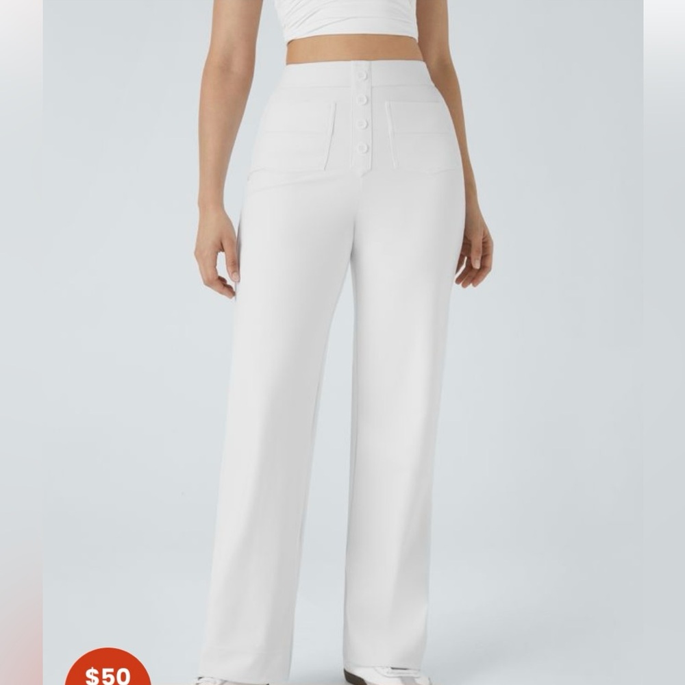 HALARA White High-Waisted Pants